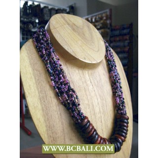 Fashion Beaded coloring Necklace with Rings Wooden